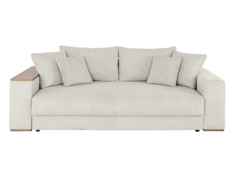 Sofa trzyosobowa Peter rozkładana z pojemnikiem sztruksowa beżowa 777247