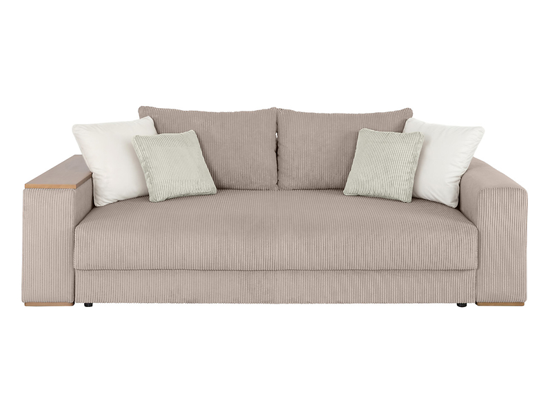 Sofa trzyosobowa Peter rozkładana z pojemnikiem sztruksowa beżowa 755891