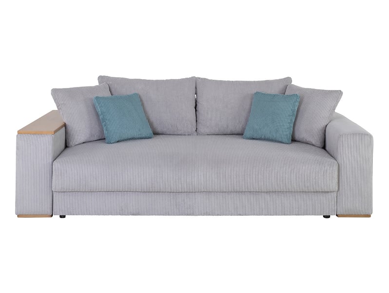 Sofa trzyosobowa Peter rozkładana z pojemnikiem sztruksowa szara 723473