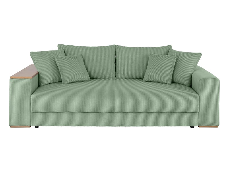 Sofa trzyosobowa Peter rozkładana z pojemnikiem sztruksowa zielona 777249