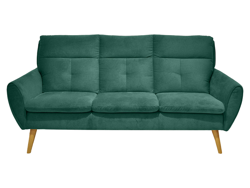 Sofa trzyosobowa Scandic nierozkładana welurowa zielona 42599
