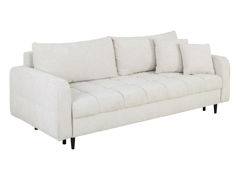 Sofa trzyosobowa Sorella rozkładana z pojemnikiem szenilowa perłowa 723918