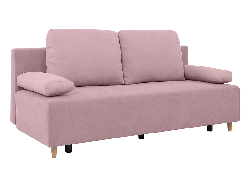 Sofa trzyosobowa Sun rozkładana z pojemnikiem welurowa różowa 98833