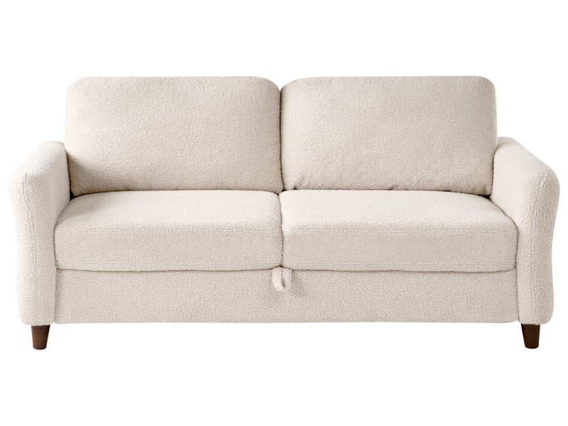 Sofa trzyosobowa tapicerowana beżowa boucle 825634