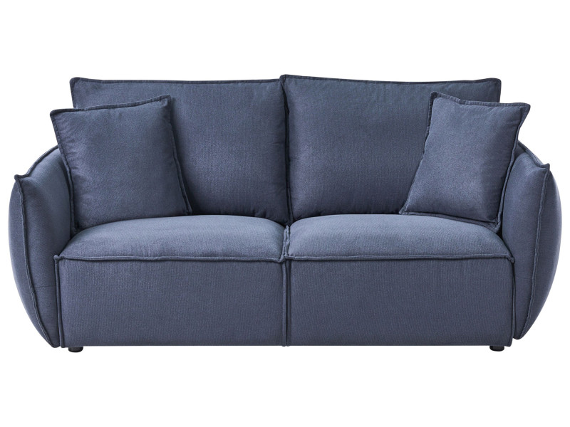Sofa trzyosobowa tapicerowana głębokie szerokie siedzisko ciemnoniebieska 792851