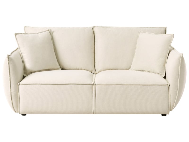 Sofa trzyosobowa tapicerowana głębokie szerokie siedzisko jasnobeżowa 792848