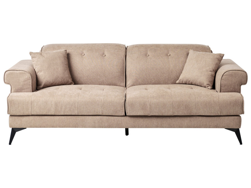 Sofa trzyosobowa tapicerowana jasnobrązowa 395436