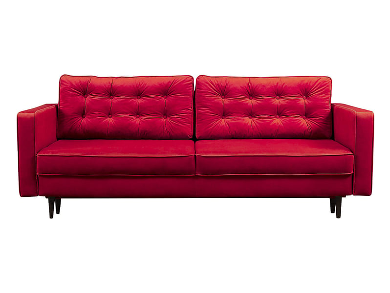 Sofa trzyosobowa Tivoli rozkładana z pojemnikiem welurowa czerwona 88691