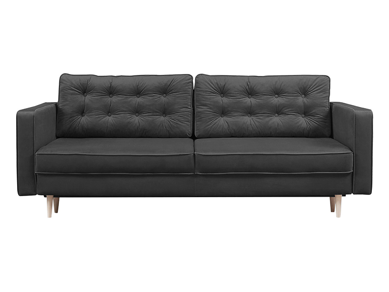 Sofa trzyosobowa Tivoli rozkładana z pojemnikiem welurowa grafitowa 88693