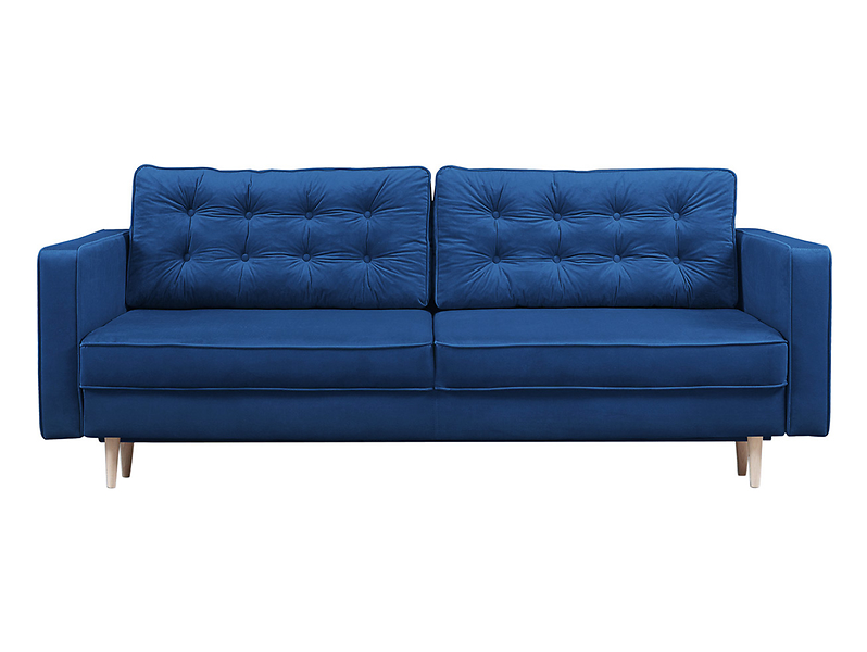 Sofa trzyosobowa Tivoli rozkładana z pojemnikiem welurowa granatowa 774194