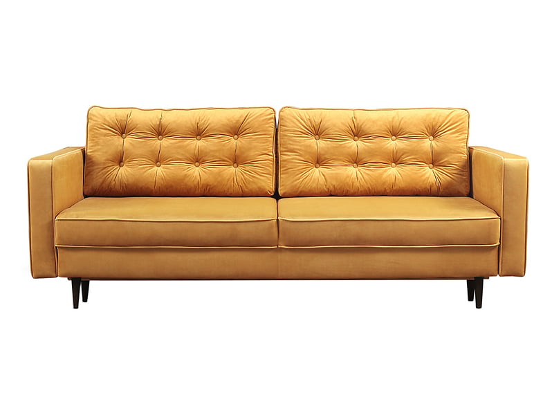 Sofa trzyosobowa Tivoli rozkładana z pojemnikiem welurowa żółta 774193