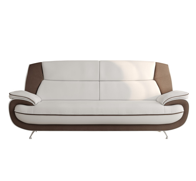 Sofa trzyosobowa, tkanina Kronos, biało-brązowa, Palermo 955641