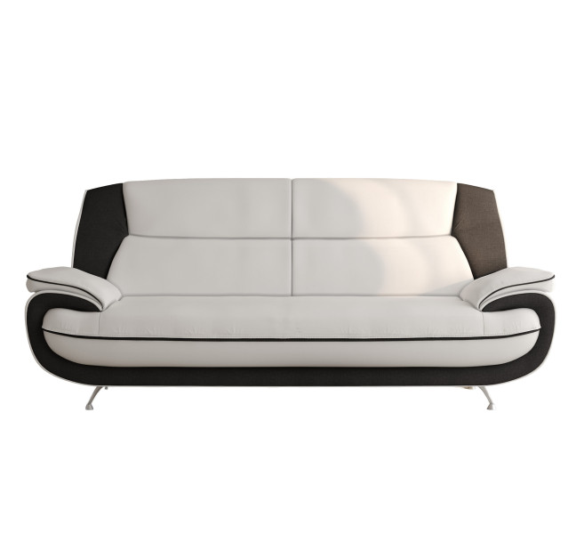 Sofa trzyosobowa, tkanina Kronos, biało-czarna, Palermo 955640