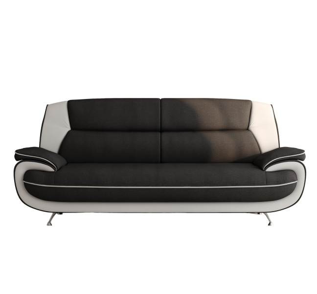 Sofa trzyosobowa, tkanina Kronos, czarno-biała, Palermo 955627