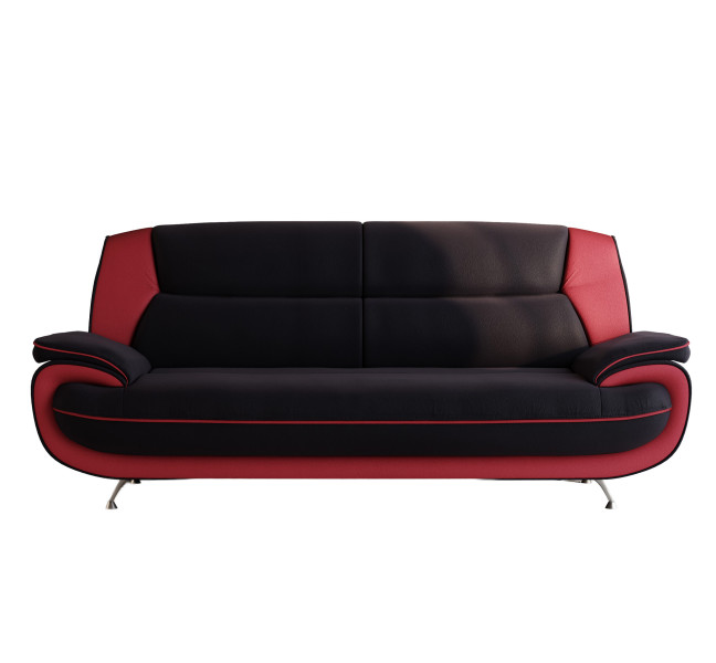 Sofa trzyosobowa, tkanina Soft, czarno-czerwona, Palermo 955639
