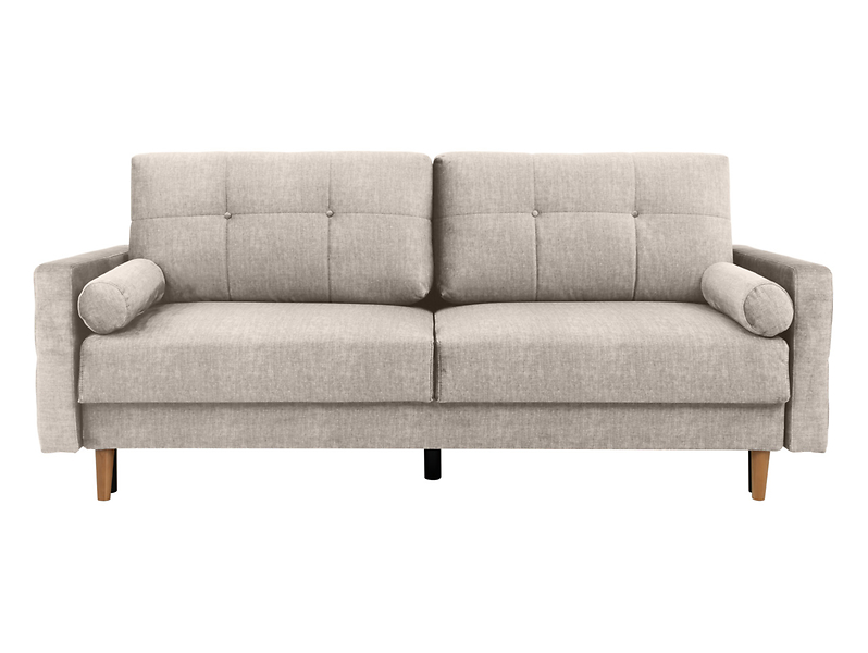 Sofa trzyosobowa Torent rozkładana z pojemnikiem welurowa beżowa 310483
