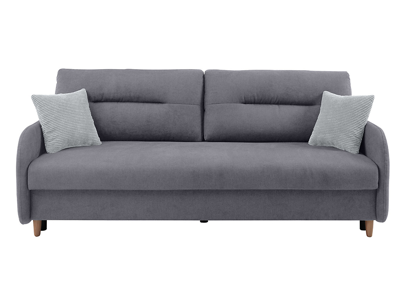 Sofa trzyosobowa Verto rozkładana z pojemnikiem welurowa szara 56877