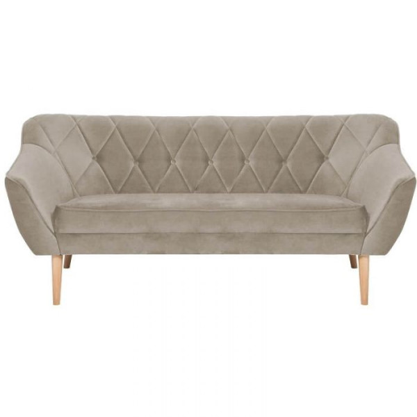 Sofa trzyosobowa w stylu skandynawskim z przeszyciami CARO 3 beżowa 458959