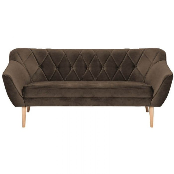 Sofa trzyosobowa w stylu skandynawskim z przeszyciami CARO 3 brązowa 458961