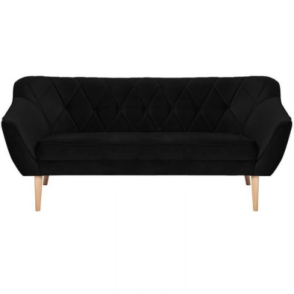 Sofa trzyosobowa w stylu skandynawskim z przeszyciami CARO 3 czarna 458960