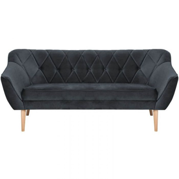 Sofa trzyosobowa w stylu skandynawskim z przeszyciami CARO 3 grafitowa 458962