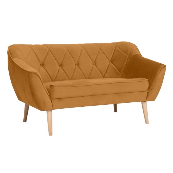 Sofa trzyosobowa w stylu skandynawskim z przeszyciami CARO 3 miodowa 458963