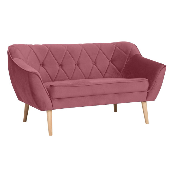 Sofa trzyosobowa w stylu skandynawskim z przeszyciami CARO 3 różowa 458964