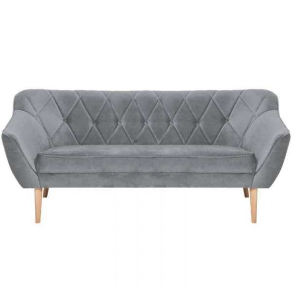 Sofa trzyosobowa w stylu skandynawskim z przeszyciami CARO 3 szara 458965