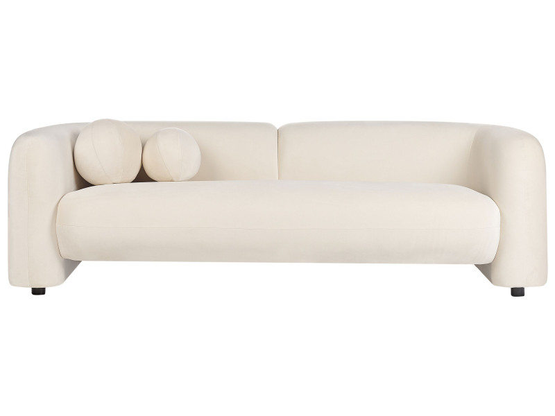 Sofa trzyosobowa welurowa złamana biel 453845