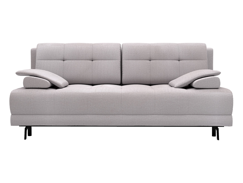 Sofa trzyosobowa Yoda rozkładana z pojemnikiem jasnoszara nóżki czarny mat 470566