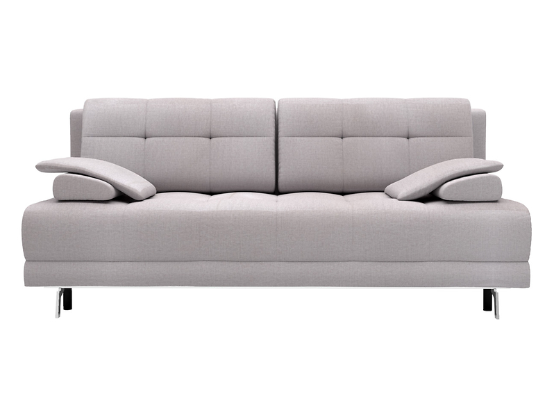 Sofa trzyosobowa Yoda z funkcją spania i pojemnikiem jasnoszara nóżki chrom 470565