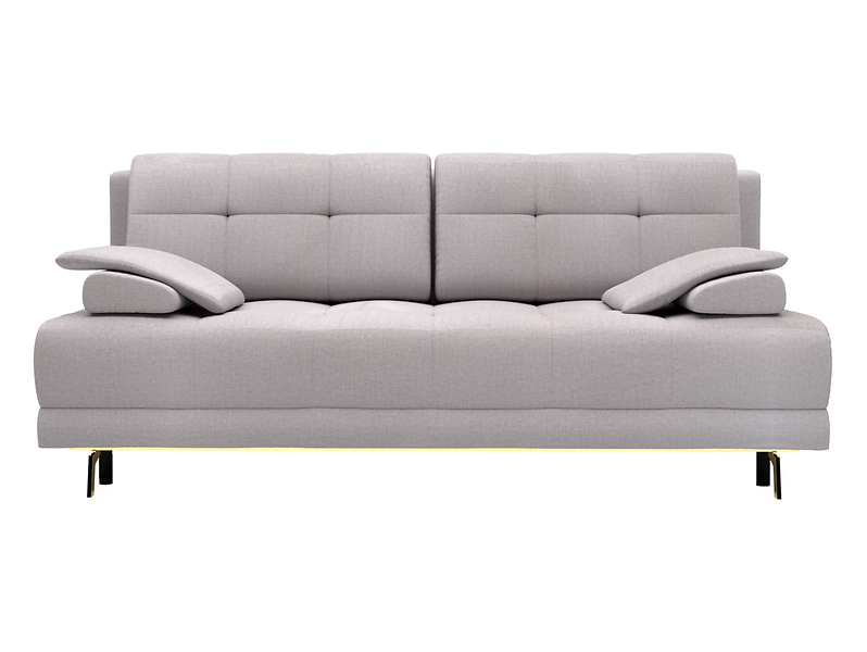 Sofa trzyosobowa Yoda z funkcją spania i pojemnikiem jasnoszara nóżki złote 470567