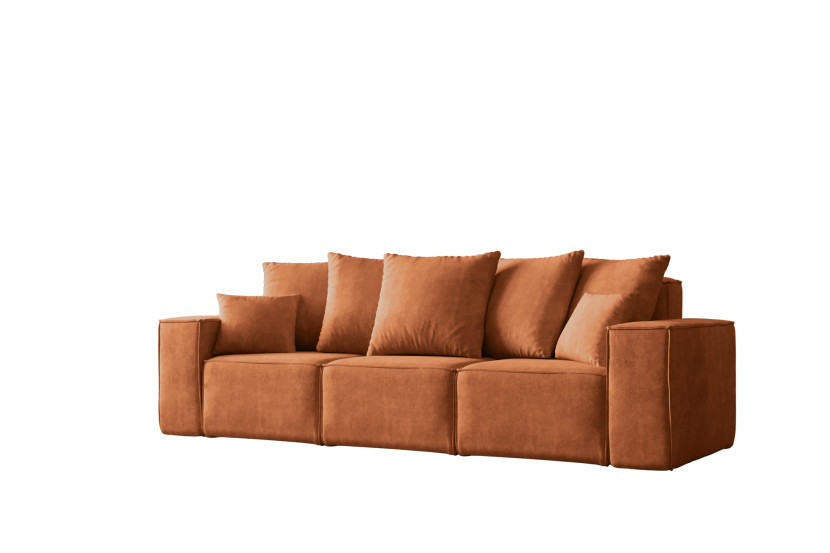 Sofa trzyosobowa z funkcją spania ELLA, tkanina Noel, Pomarańczowy 725945