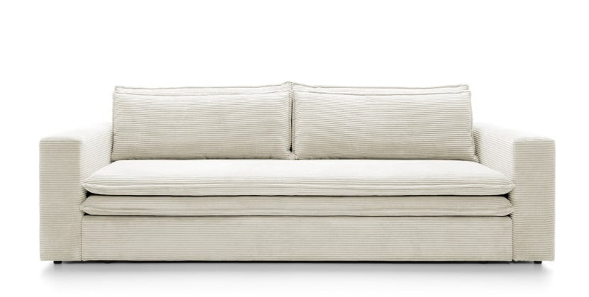 Sofa Ulnes z funkcją spania biała Poso pojemnik na pościel 685104