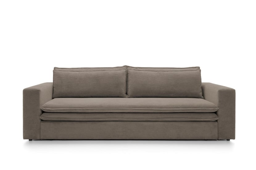 Sofa Ulnes z funkcją spania brązowa Poso pojemnik na pościel 685099