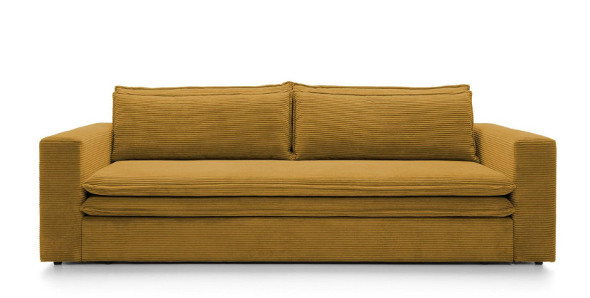 Sofa Ulnes z funkcją spania żółta Poso pojemnik na pościel 685123