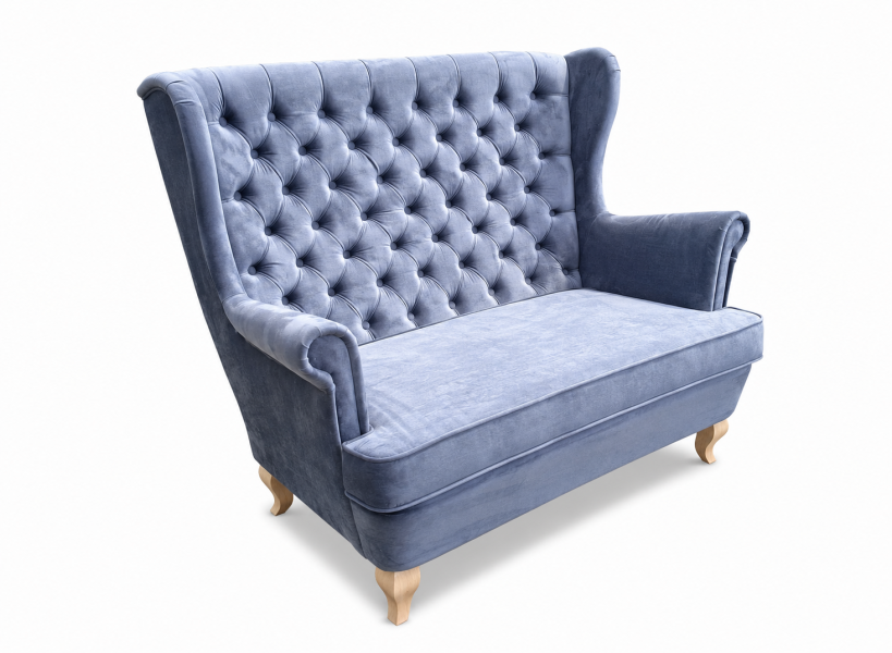 Sofa uszak 2-osobowa glamour głęboko pikowana szara riviera 80 ludwik 238829