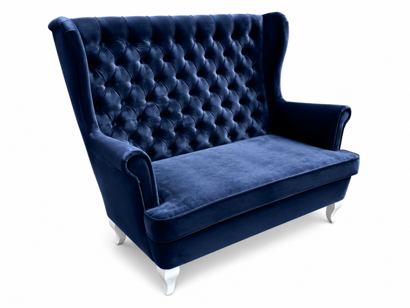 Sofa uszak 2 osobowa głęboko pikowana glamour royal 22 granatowa 238831