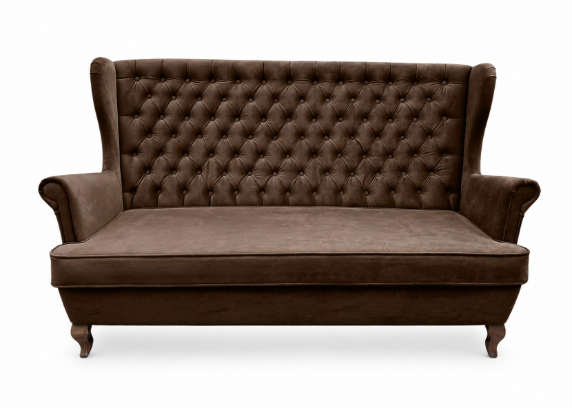 Sofa Uszak 3 osobowa chesterfield glamour głęboko pikowana brązowa velvet 238828