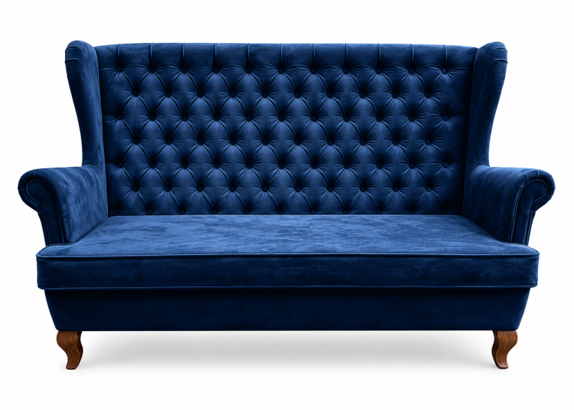 Sofa uszak 3-osobowa chesterfield glamour głęboko pikowana granatowa 238837