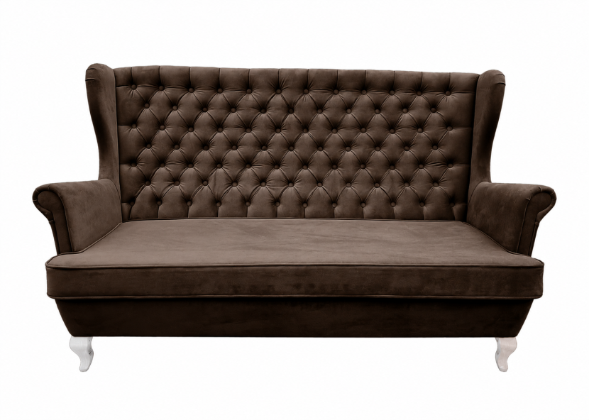 Sofa uszak 3 osobowa chesterfield glamour velvet brązowa HR45 238844