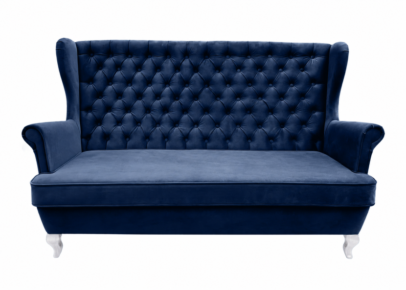 Sofa uszak 3 osobowa chesterfield głęboko pikowana glamour granatowa 238843
