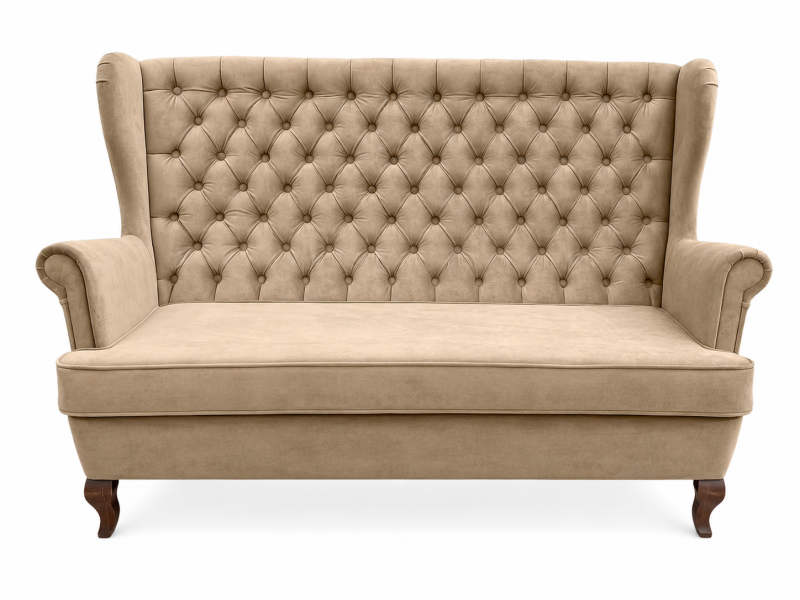 Sofa uszak chesterfield 3 osobowa glamour pikowana beżowa 238833