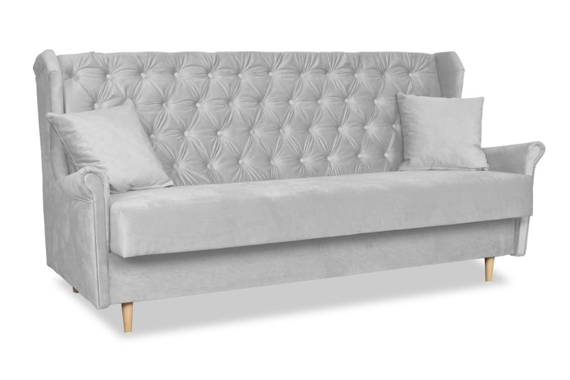 Sofa USZAK rozkładana WELUR wersalka 3 osobowa GAJA szara 316002