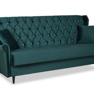 Sofa USZAK zielona 3osobowa rozkładana WELUROWA wersalka 316003 Sofa USZAK zielona 3osobowa rozkładana WELUROWA wersalka 316003