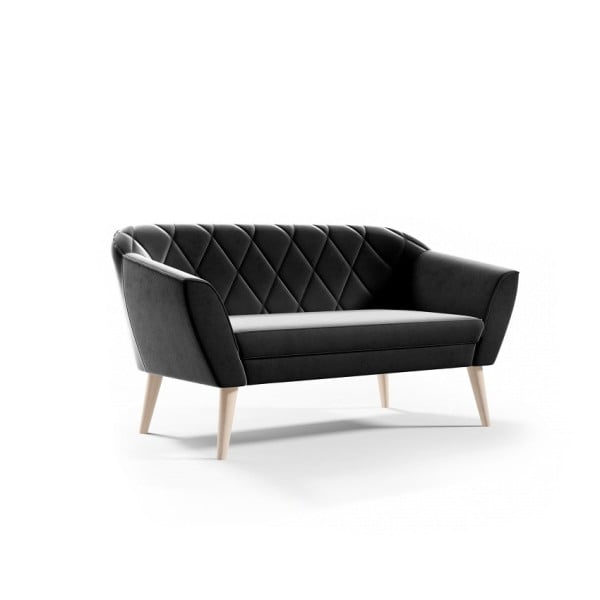 Sofa w aksamitnej tkaninie VIVA 2 - czarny noga buk 378422