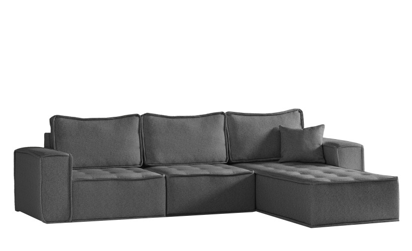 Sofa w ksztacie L maxi BOHOO, tkanina Raven, Ciemnoszary Prawostronny 748977