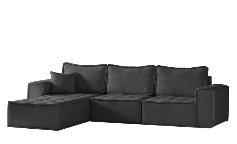Sofa w ksztacie L maxi BOHOO, tkanina Raven, Grafitowy Lewostronny 748975