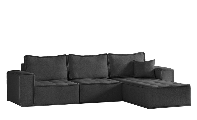 Sofa w ksztacie L maxi BOHOO, tkanina Raven, Grafitowy Prawostronny 748959