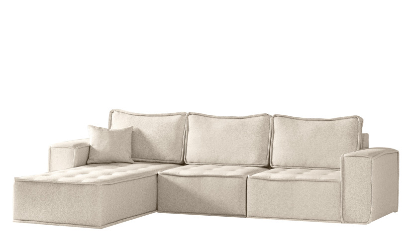 Sofa w ksztacie L maxi BOHOO, tkanina Raven, Jasnobeżowy Lewostronny 748924